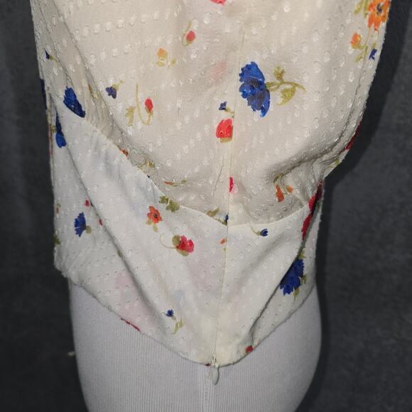 The Kooples Cream Daydream Flowers Lace-Up Floral Silk Top - Picture 5 of 7